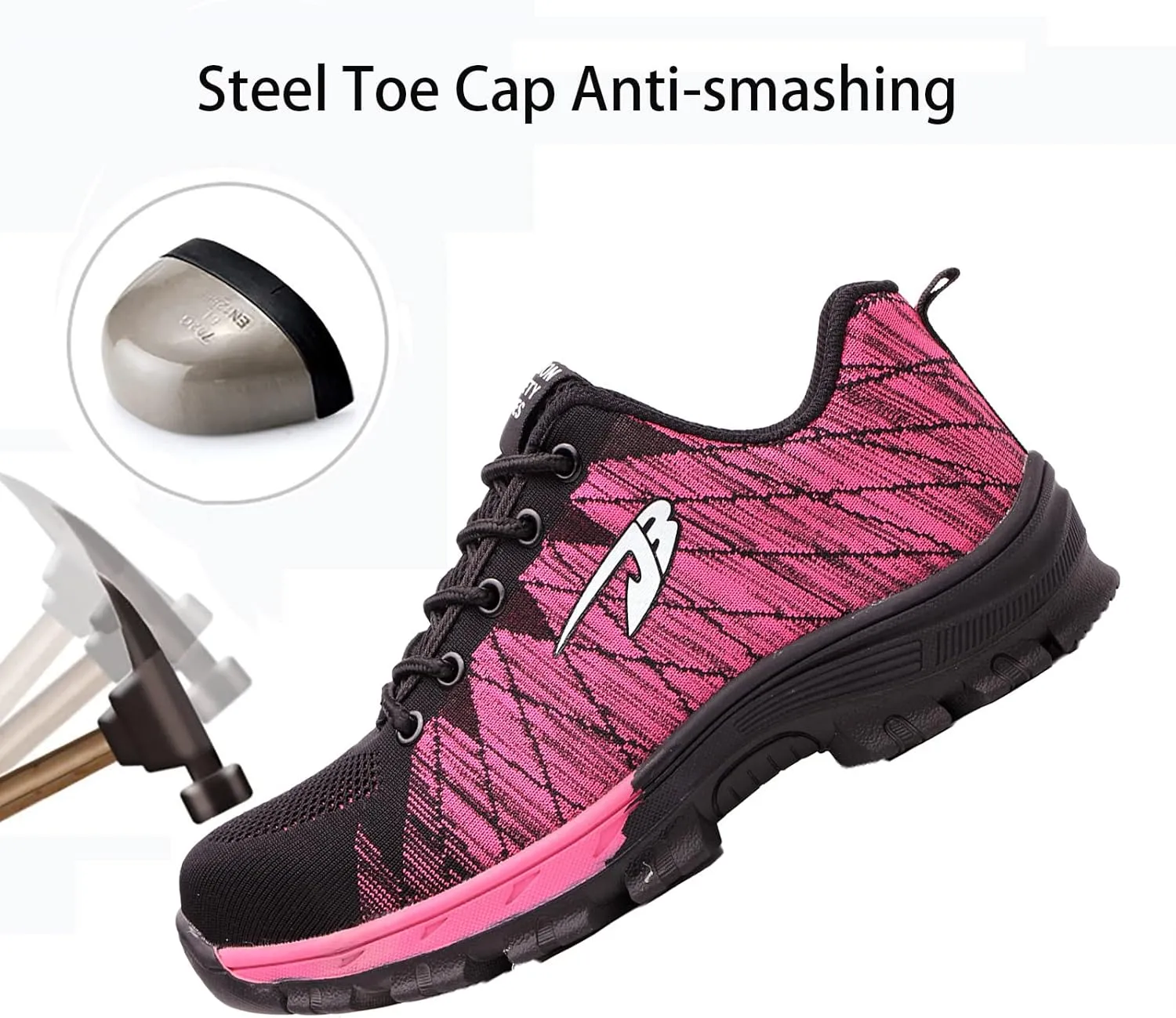 Work Safety Shoes for Men Womens,Lightweight Safety Shoes Slip Resistant Work Sneaker Breathable Puncture Proof Shoes