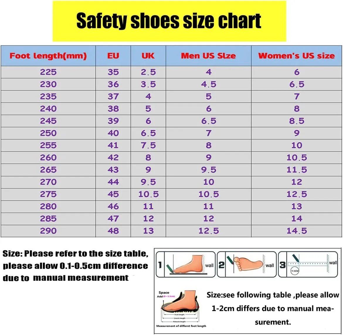 Work Safety Shoes for Men Womens,Lightweight Safety Shoes Slip Resistant Work Sneaker Breathable Puncture Proof Shoes
