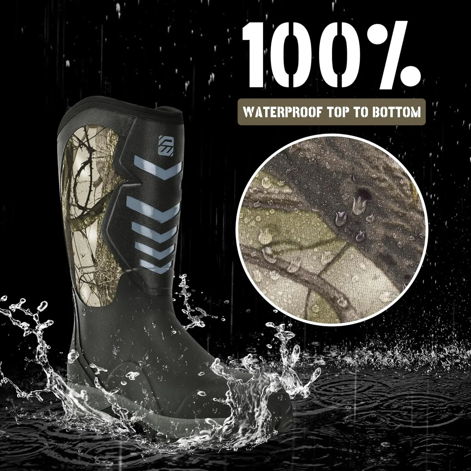 WOVENPAK Rubber Boots for Men, Mens Boots Waterproof Insulated Hunting Boots with Steel Shank, Neoprene Rubber Work Mud Boots Outdoor All Season, Size 6-13