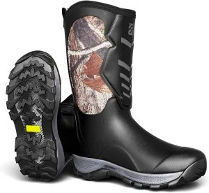WOVENPAK Rubber Boots for Men, Mens Boots Waterproof Insulated Hunting Boots with Steel Shank, Neoprene Rubber Work Mud Boots Outdoor All Season, Size 6-13