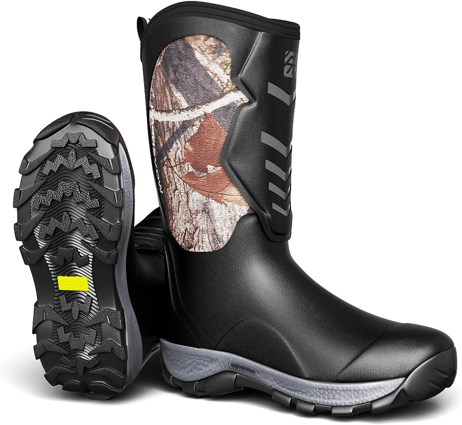 WOVENPAK Rubber Boots for Men, Mens Boots Waterproof Insulated Hunting Boots with Steel Shank, Neoprene Rubber Work Mud Boots Outdoor All Season, Size 6-13