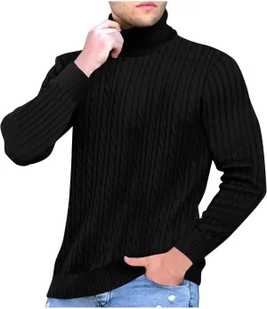 Ymosrh Mens Fashion Turtleneck Dress Sweater Soft Casual Twist Textured Pullover Knit Thermal Sweaters Winter Tops, M-3XL