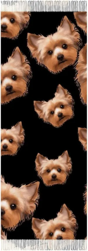 Yorkshire Terrier Cute Yorkie Dog Blanket Scarf Soft Long Fall Winter Scarf Classic Tassel Edge Warm Scarf Fashion Shawl Wrap
