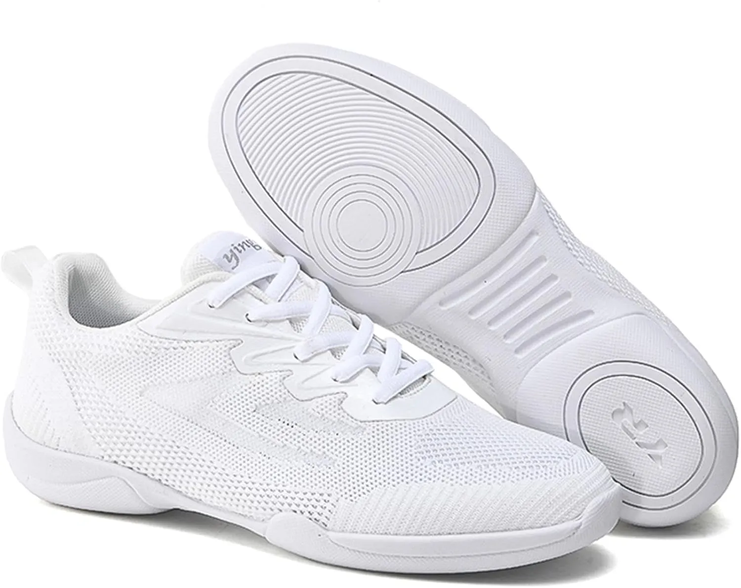 Youth Girls Mesh Breathable Running Sneakers Athletic Training Tennis Shoes White Cheerleading Shoes Dance Shoes