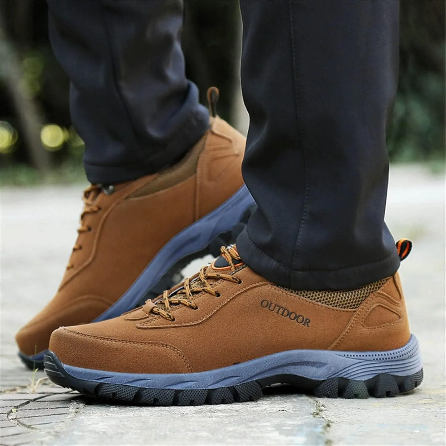 ZDLJYL Men's Waterproof Hiking Shoes Suede Low-Top Hiking Shoes for Lightweight Outdoor Trailing Trekking Camping Walking