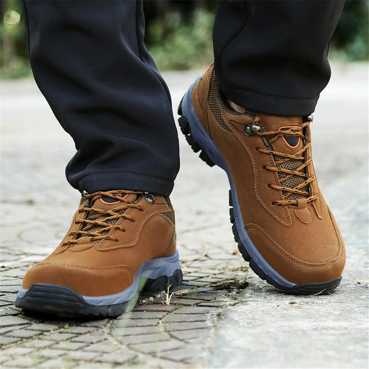 ZDLJYL Men's Waterproof Hiking Shoes Suede Low-Top Hiking Shoes for Lightweight Outdoor Trailing Trekking Camping Walking