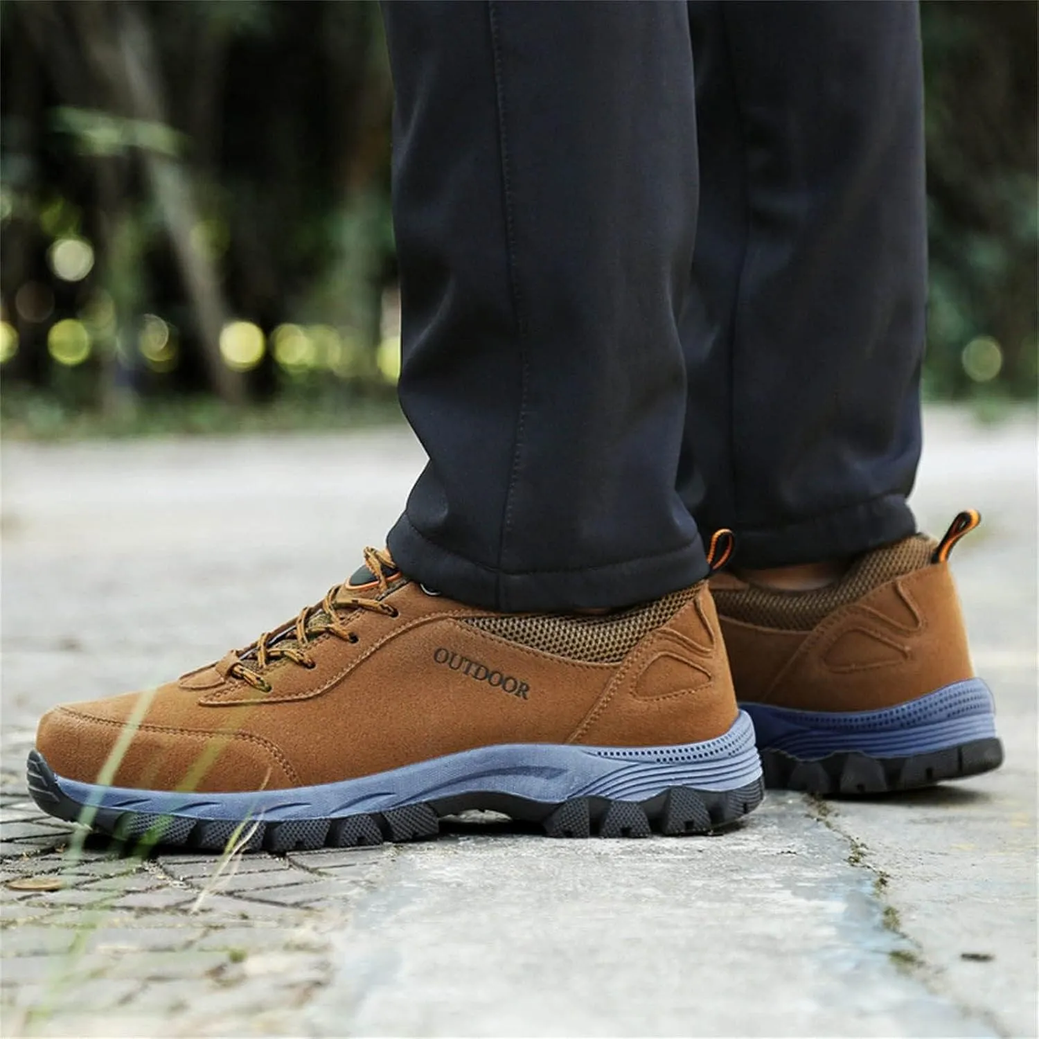 ZDLJYL Men's Waterproof Hiking Shoes Suede Low-Top Hiking Shoes for Lightweight Outdoor Trailing Trekking Camping Walking