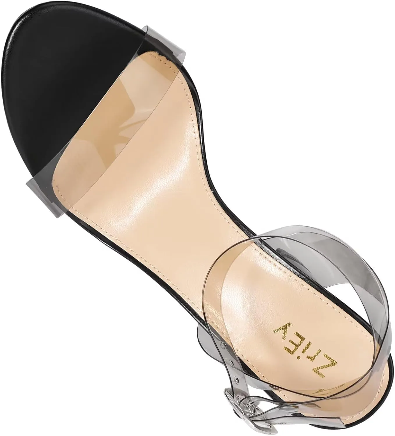 ZriEy Clear Block Sandals Chunky Heels for Women 3.35 Inch Open Toe Adjustable Ankle Strap Pump Sandals for Weddings Parties Daily Wear