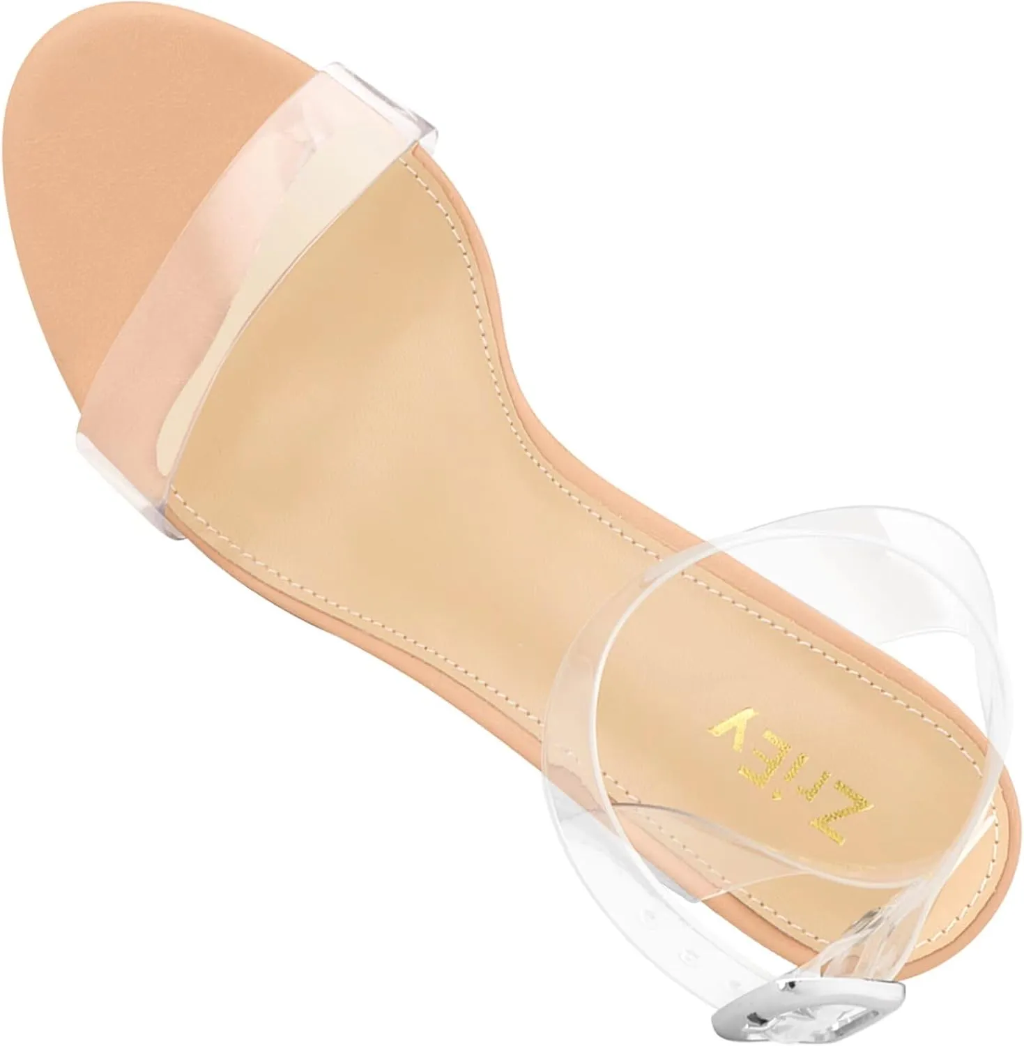 ZriEy Clear Block Sandals Chunky Heels for Women 3.35 Inch Open Toe Adjustable Ankle Strap Pump Sandals for Weddings Parties Daily Wear